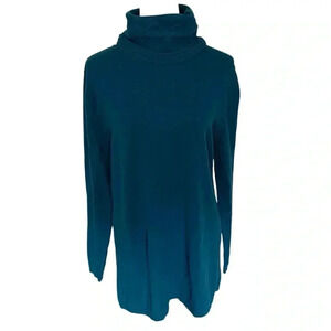 Sahalie Women’s XL Sweater Cowl Neck Tunic Teal Blue